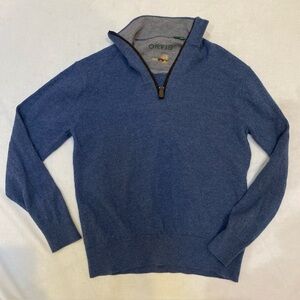 Orvis Merino Wool Blue Quarter Zip L Unisex Travel Preppy Outdoor Fishing